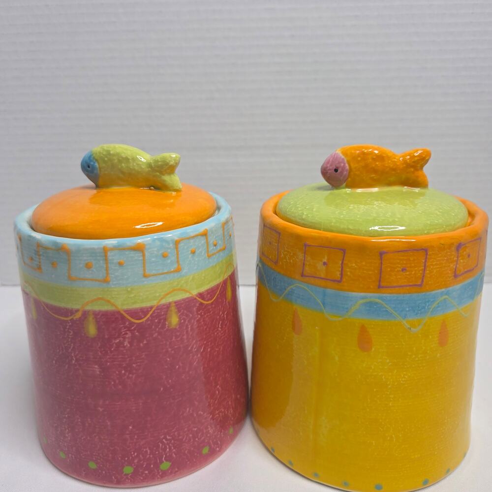Vintage New With Tag 2006 Ceramic FSG Pet Treat Jars Or Cookie Jars